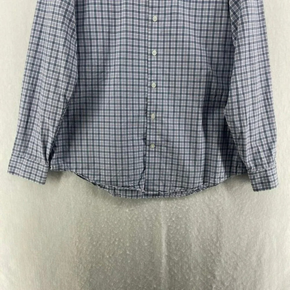 Express Button-Up Shirt Men's Sz L Purple Slim Fit Plaid Collared Curve Hem - Picture 7 of 12